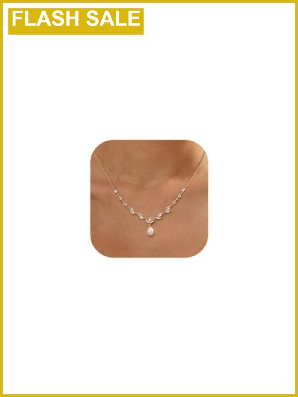 Pearl Pendant Necklace Gold Plated CZ Wedding Prom